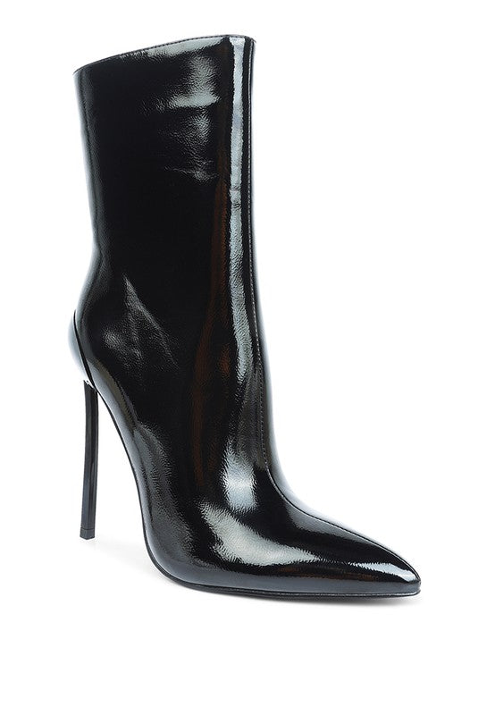 Black Size 10 Mercury Patent High Heeled Ankle Boot - Tigbul's Variety Fashion Shop