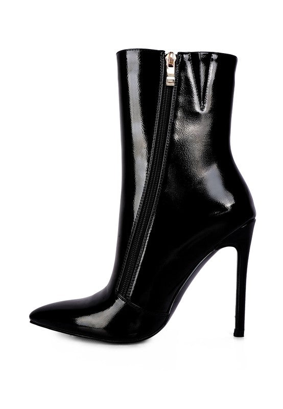 Mania Patent Pu High Heeled Ankle Boot - Tigbuls Variety Fashion