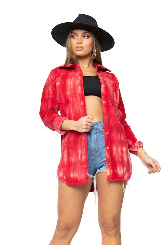 Corduroy Top in Red - Tigbul's Variety Fashion Shop