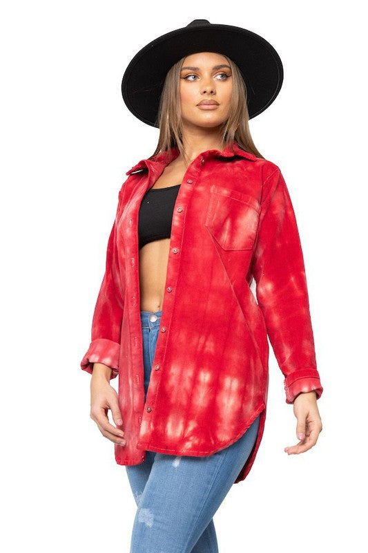 Corduroy Top in Red - Tigbul's Variety Fashion Shop