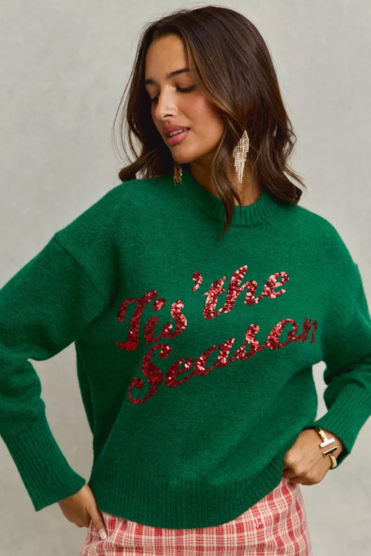 SO ME Sequins Lettering Christmas Holiday Sweater - Tigbul's Variety Fashion Shop