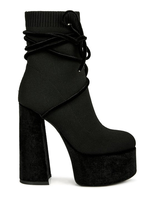After Pay High Heeled Velvet Knitted Boot - Tigbul's Variety Fashion Shop