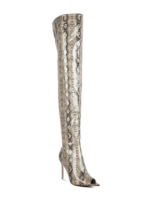 High Drama Snake print Stiletto Long Boots - Tigbuls Variety Fashion