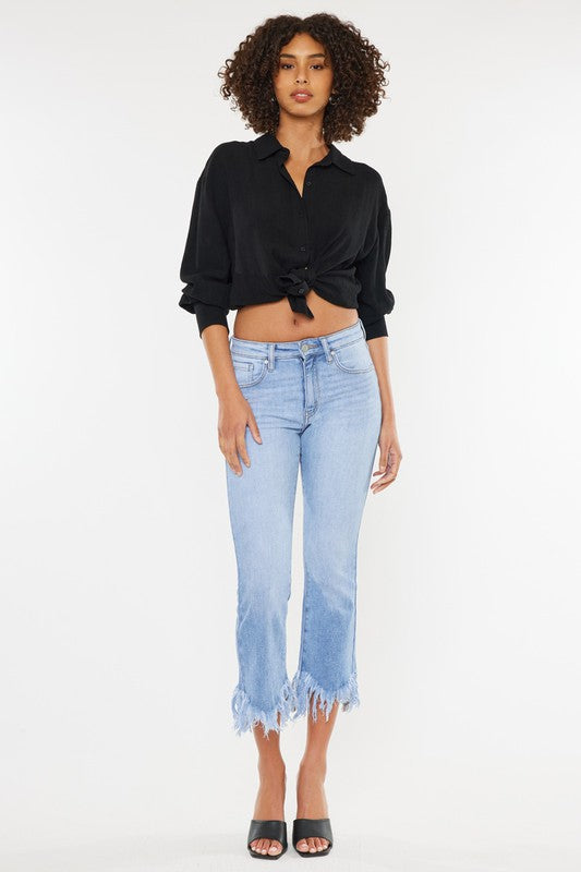 High Rise Crop Bootcut Denim Pants - Tigbuls Variety Fashion