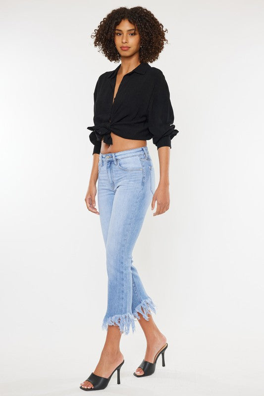 High Rise Crop Bootcut Denim Pants - Tigbuls Variety Fashion