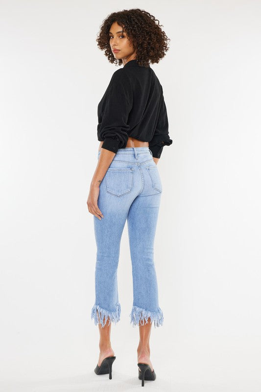 High Rise Crop Bootcut Denim Pants - Tigbuls Variety Fashion