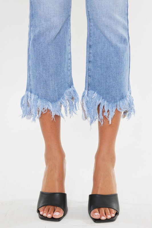 High Rise Crop Bootcut Denim Pants - Tigbuls Variety Fashion