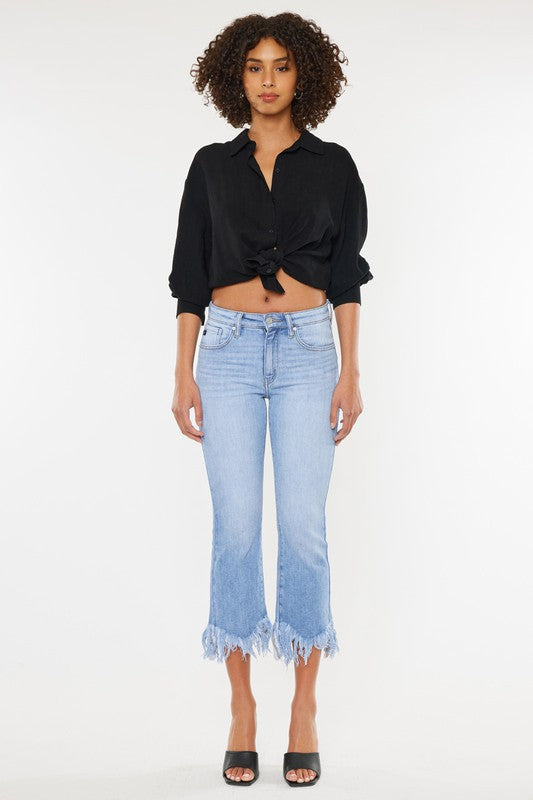 High Rise Crop Bootcut Denim Pants - Tigbuls Variety Fashion