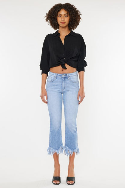 High Rise Crop Bootcut Denim Pants - Tigbuls Variety Fashion