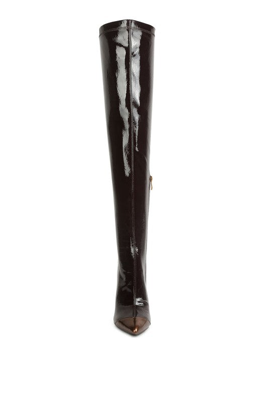 Chimes High Heel Patent Long Boots - Tigbuls Variety Fashion