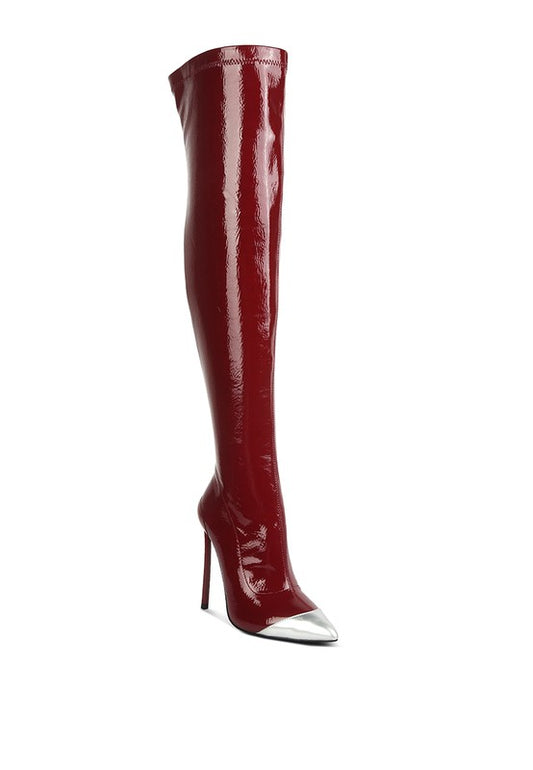 Chimes High Heel Patent Long Boots - Tigbuls Variety Fashion