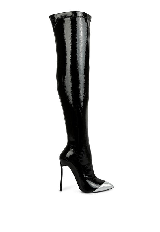 Chimes High Heel Patent Long Boots - Tigbuls Variety Fashion