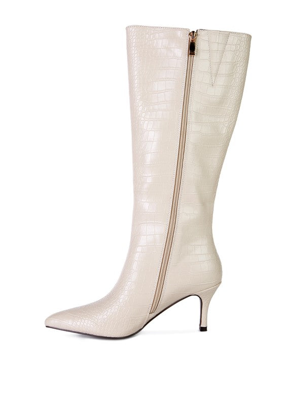 Uptown Pointed Mid Heel Calf Boots - Tigbul's Variety Fashion Shop