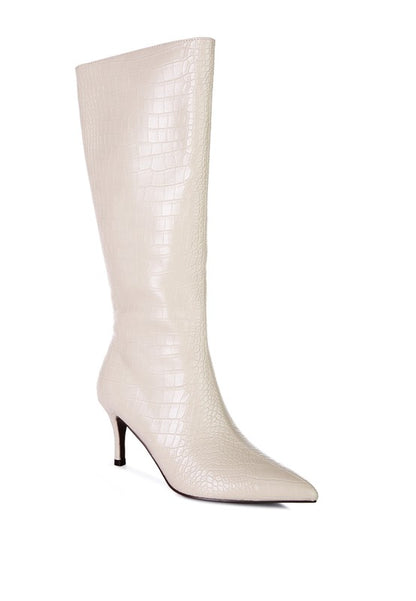 Uptown Pointed Mid Heel Calf Boots - Tigbul's Variety Fashion Shop