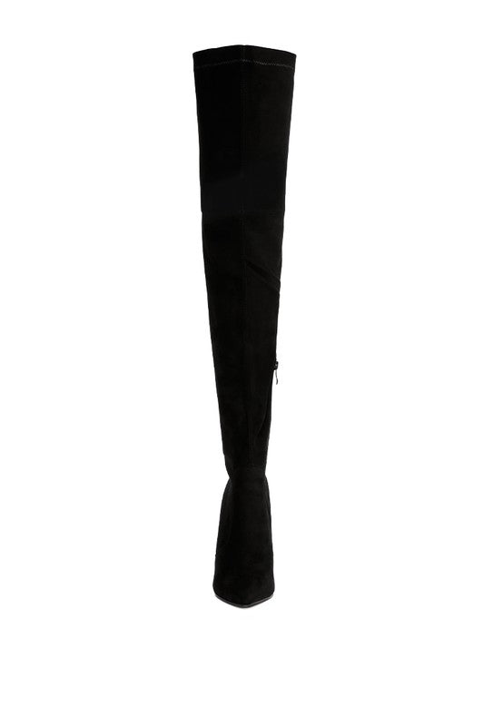 Jaynetts Stretch Suede Micro High Knee Boots - Tigbuls Variety Fashion