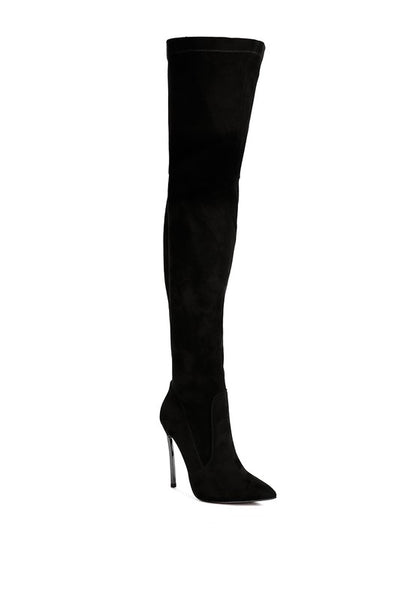 Jaynetts Stretch Suede Micro High Knee Boots - Tigbuls Variety Fashion