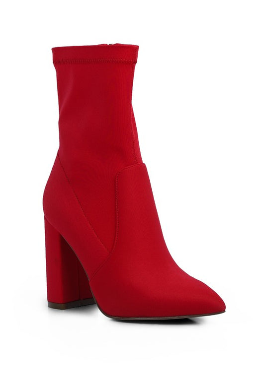 Ankle Lycra Block Heeled Boots - Tigbuls Variety Fashion
