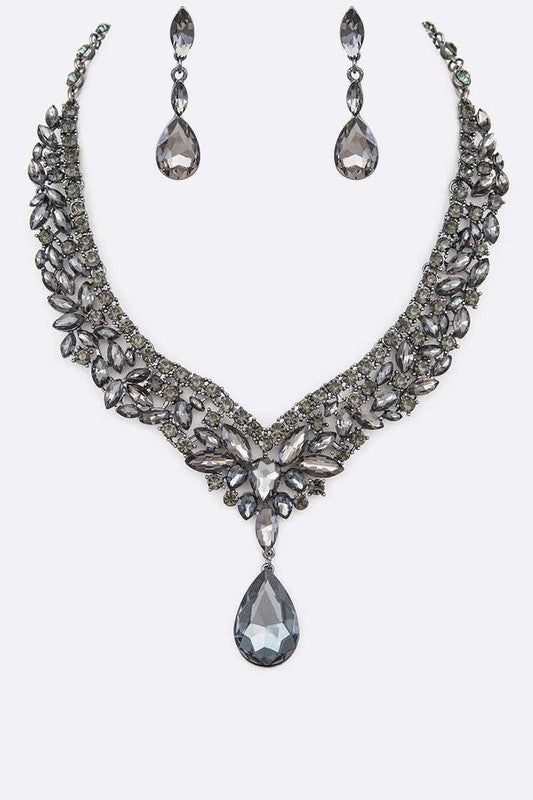 Crystal Statement Red Necklace Set - Tigbul's Variety Fashion Shop