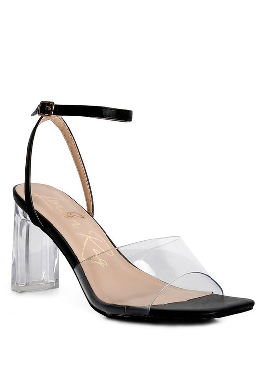 London Rag Twinkle Clear Block Heel and Strap Sandals