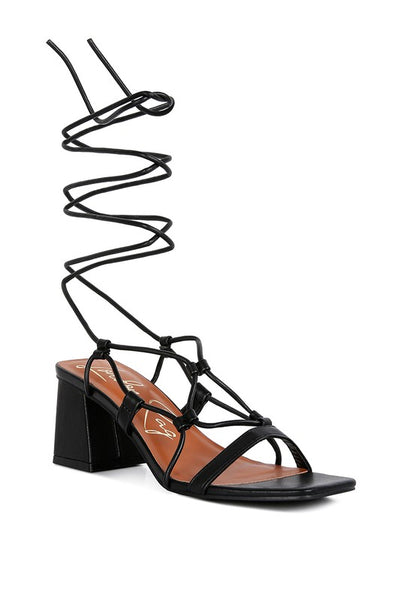 Provoked Lace Up Block Heeled Sandals - Tigbul's Variety Fashion Shop