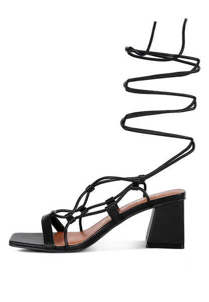 Provoked Lace Up Block Heeled Sandals - Tigbul's Variety Fashion Shop