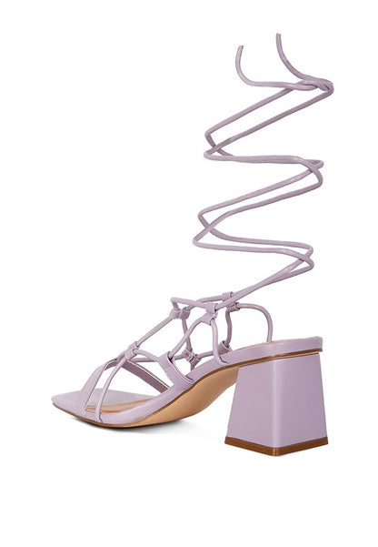 Provoked Lace Up Block Heeled Sandals - Tigbul's Variety Fashion Shop