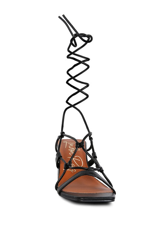 Provoked Lace Up Block Heeled Sandals - Tigbul's Variety Fashion Shop