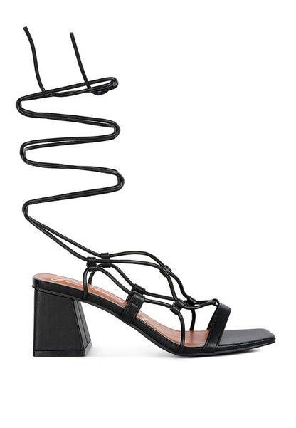 Provoked Lace Up Block Heeled Sandals - Tigbul's Variety Fashion Shop