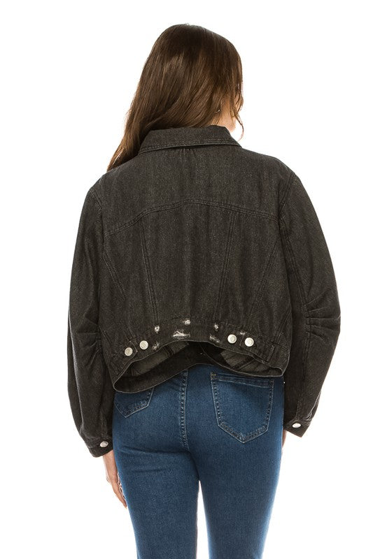 Women's Washed Denim Jacket - Tigbul's Variety Fashion Shop