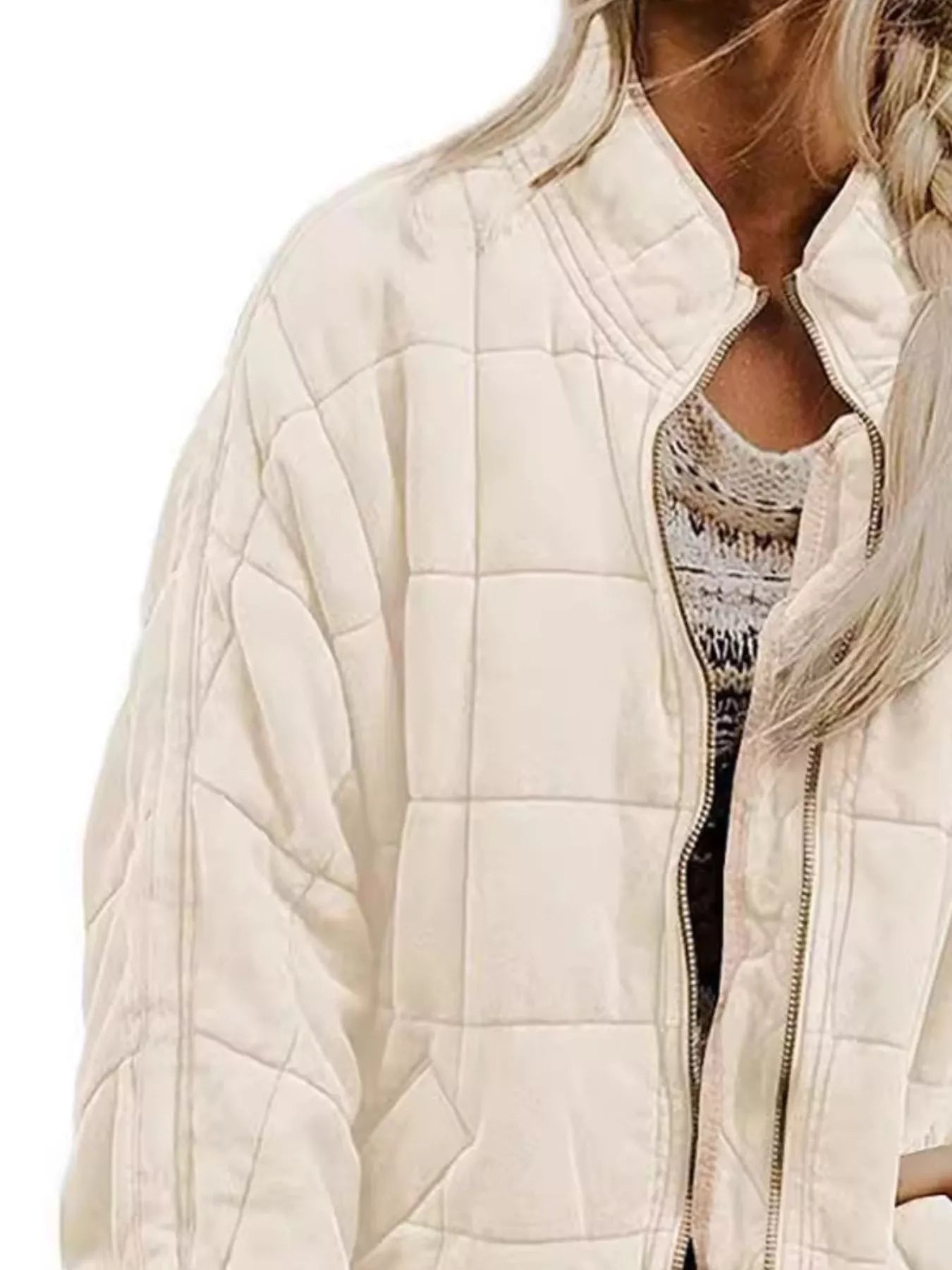 Quilted Zip Up Outerwear - Tigbul's Variety Fashion Shop