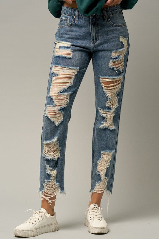 Ripped Straight Jeans - Tigbuls Variety Fashion