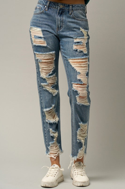 Ripped Straight Jeans - Tigbuls Variety Fashion