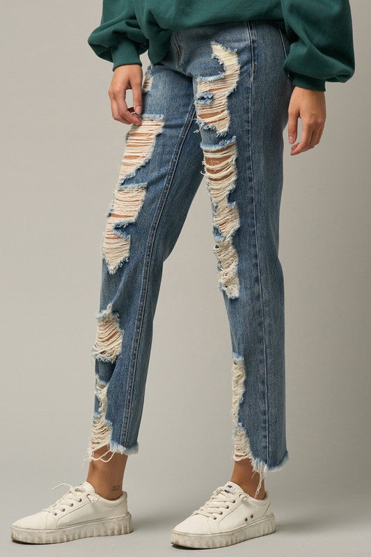 Ripped Straight Jeans - Tigbuls Variety Fashion