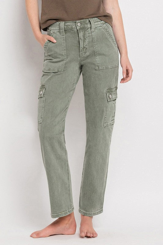 High Rise Cargo Straight Jeans - Tigbul's Variety Fashion Shop