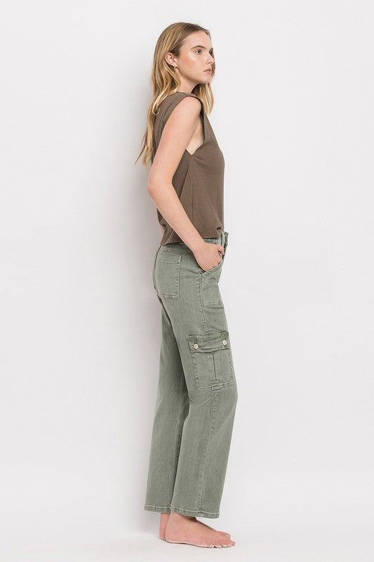 High Rise Cargo Straight Jeans - Tigbul's Variety Fashion Shop