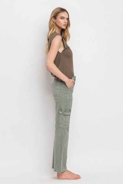 High Rise Cargo Straight Jeans - Tigbul's Variety Fashion Shop