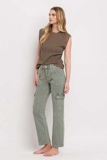 High Rise Cargo Straight Jeans - Tigbul's Variety Fashion Shop