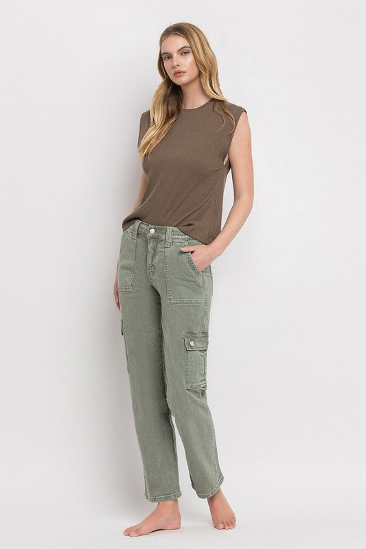 High Rise Cargo Straight Jeans - Tigbul's Variety Fashion Shop