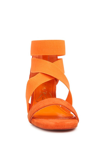 Elastic Strappy Block Heel Sandals - Tigbuls Variety Fashion
