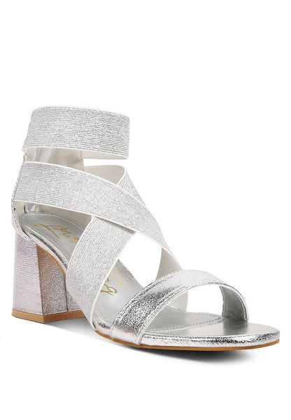 HUSKIES Metallic Faux Leather Block Heel Sandals - Tigbul's Variety Fashion Shop