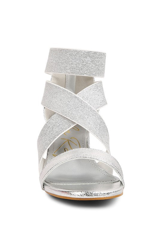 HUSKIES Metallic Faux Leather Block Heel Sandals - Tigbul's Variety Fashion Shop