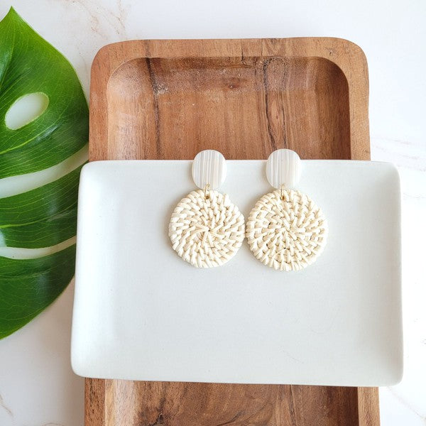 Dominica Earrings - Light Rattan Seashell - Tigbul's Variety Fashion Shop