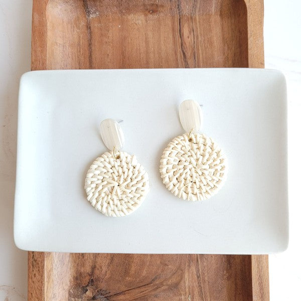 Dominica Earrings - Light Rattan Seashell - Tigbul's Variety Fashion Shop