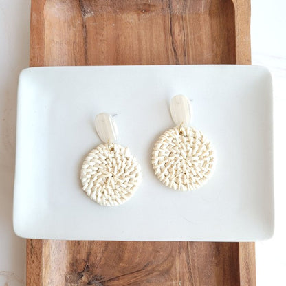 Dominica Earrings - Light Rattan Seashell - Tigbul's Variety Fashion Shop