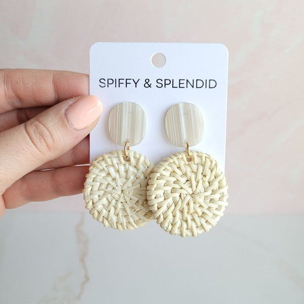 Dominica Earrings - Light Rattan Seashell - Tigbul's Variety Fashion Shop