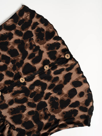 Leopard Print Button-Down Top - Tigbul's Variety Fashion Shop
