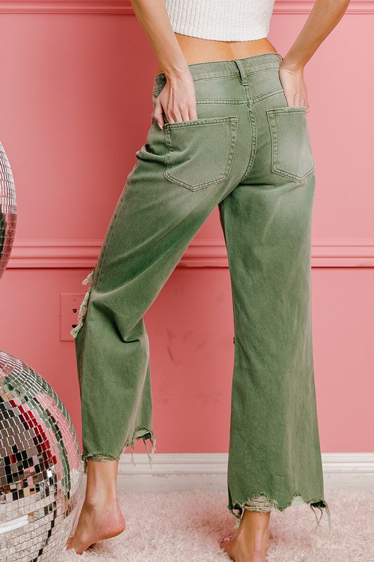 Distressed Vintage Washed Wide Leg Pants - Tigbuls Variety Fashion