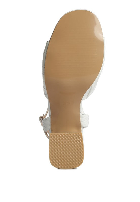 NICHOLAS Pleated Strap Block Heel Sandals - Tigbuls Variety Fashion