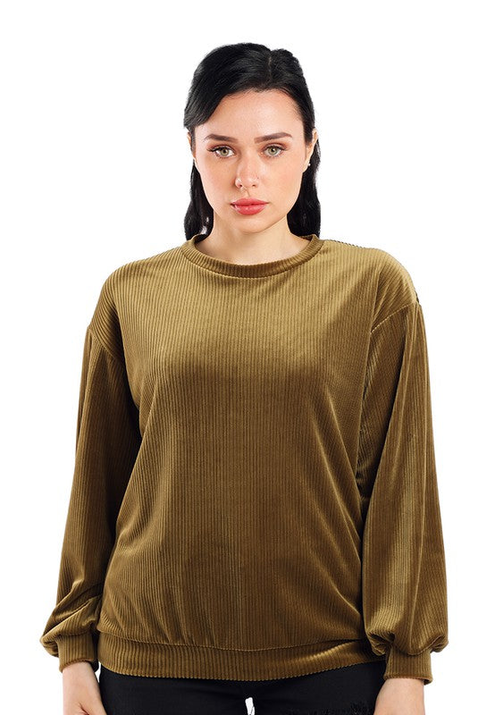 Drop Shoulder Corduroy Top - Tigbuls Variety Fashion