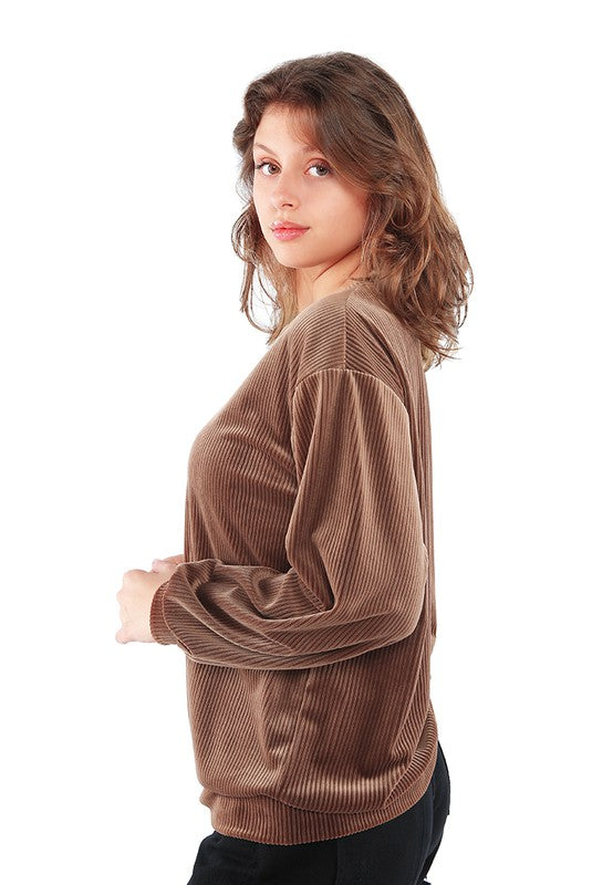 Drop Shoulder Corduroy Top - Tigbuls Variety Fashion